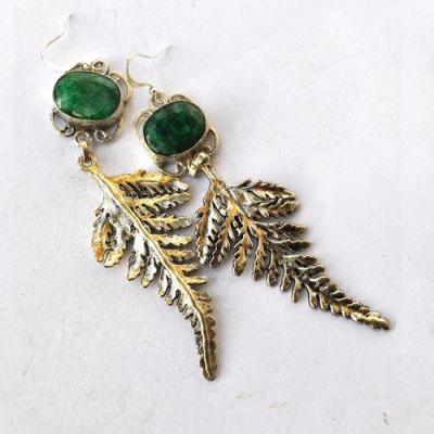 Em 0248 boucles oreilles emeraude feuille 19gr 14x18mm argent925 3