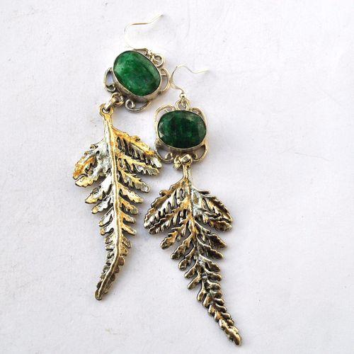 Em 0248 boucles oreilles emeraude feuille 19gr 14x18mm argent925 4