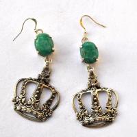 Em 0249 boucles oreilles emeraude couronne royale 15gr 10x12mm argent925 1 
