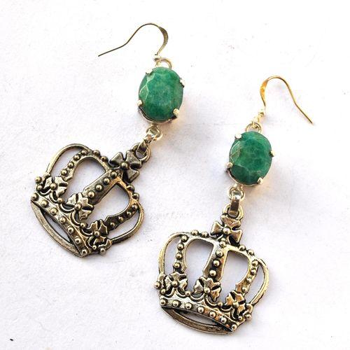 Em 0249 boucles oreilles emeraude couronne royale 15gr 10x12mm argent925 2