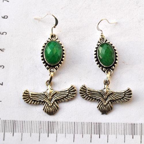Em 0250 boucles oreilles emeraude egyptienne horus 13gr 10x15mm argent925 1