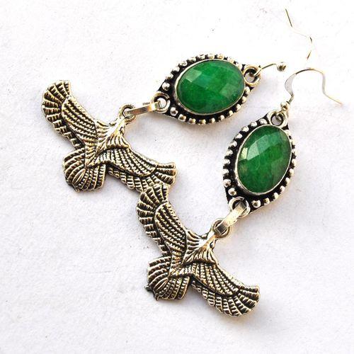 Em 0250 boucles oreilles emeraude egyptienne horus 13gr 10x15mm argent925 2