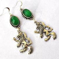 Em 0251 boucles oreilles emeraude richard coeur de lion 14gr 10x15mm argent925 1