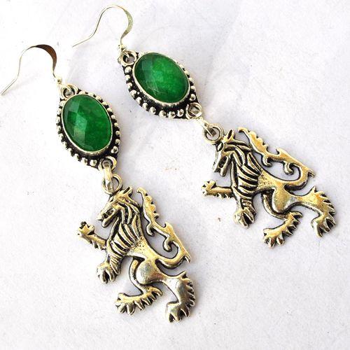 Em 0251 boucles oreilles emeraude richard coeur de lion 14gr 10x15mm argent925 1