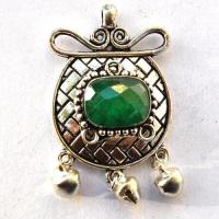 Em 0254 pendentif pendant emeraude oriental 16gr 14x18mm argent925 1
