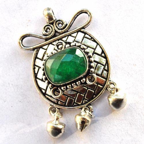 Em 0254 pendentif pendant emeraude oriental 16gr 14x18mm argent925 4