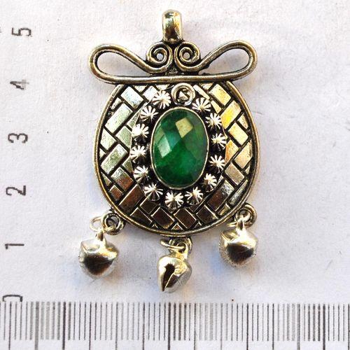 Em 0255 pendentif pendant emeraude oriental 16gr 10x15mm argent925 1