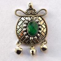 Em 0255 pendentif pendant emeraude oriental 16gr 10x15mm argent925 2