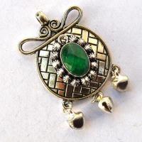 Em 0255 pendentif pendant emeraude oriental 16gr 10x15mm argent925 3