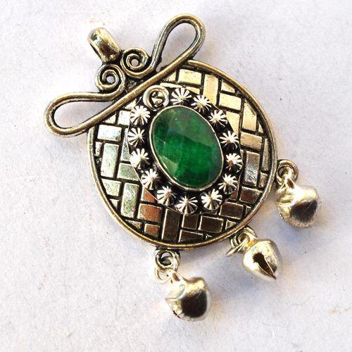 Em 0255 pendentif pendant emeraude oriental 16gr 10x15mm argent925 3