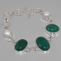 Em 0348a bracelet emeraude perle argent 925 achat vente 1