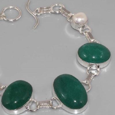 Em 0348a bracelet emeraude perle argent 925 achat vente 1