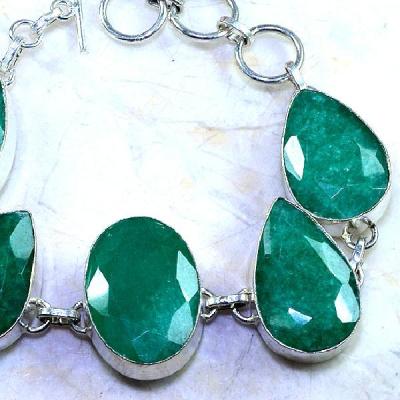 Em 0484a bracelet emeraude emerald pierre taillee argent 925 achat vente bijoux