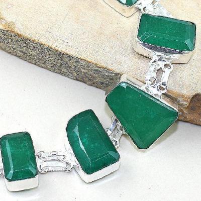 Em 0489b bracelet emeraude emerald pierre taillee argent 925 achat vente bijoux