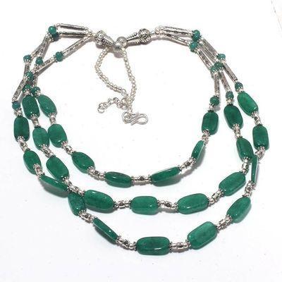 Em 0775c collier parure sautoir emeraudes 3 rangs 53gr achat vente bijoux argent 925 1 1