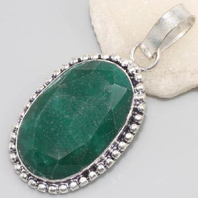 Em 0828b pendentif 50mm medieval renaissance emeraude 20x30mm argent 925