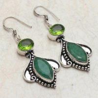 Em 0840a boucles oreilles 2 emeraudes 10x18mm peridot 13gr achat vente bijoux argent 925