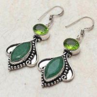 Em 0840b boucles oreilles 2 emeraudes 10x18mm peridot 13gr achat vente bijoux argent 925