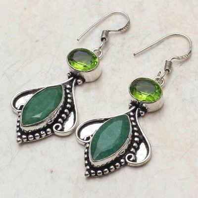 Em 0840c boucles oreilles 2 emeraudes 10x18mm peridot 13gr achat vente bijoux argent 925