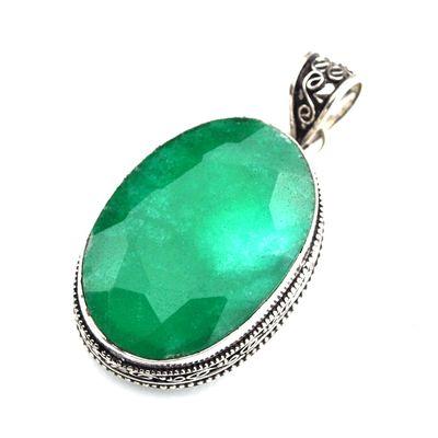 Em 0862b pendentif pendant emeraude 25x35 19gr bijou argent 925