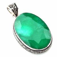 Em 0862c pendentif pendant emeraude 25x35 19gr bijou argent 925