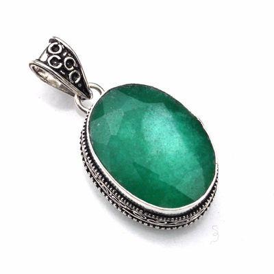 Em 0863c pendentif pendant emeraude 20x28 15gr bijou argent 925 
