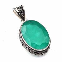 Em 0865a pendentif pendant emeraude 20x30 14gr bijou argent 925