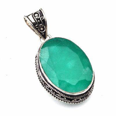 Em 0865b pendentif pendant emeraude 20x30 14gr bijou argent 925