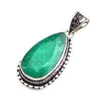 Em 0871a pendentif pendant emeraude 18x34 16gr bijou argent 925