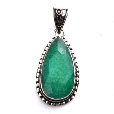 Em 0871b pendentif pendant emeraude 18x34 16gr bijou argent 925