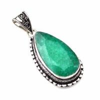 Em 0871c pendentif pendant emeraude 18x34 16gr bijou argent 925