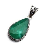 Em 0874b pendentif pendant emeraude 20x30 16gr bijou argent 925