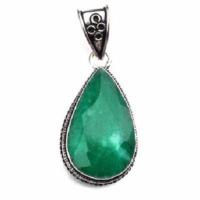 Em 0874d pendentif pendant emeraude 20x30 16gr bijou argent 925