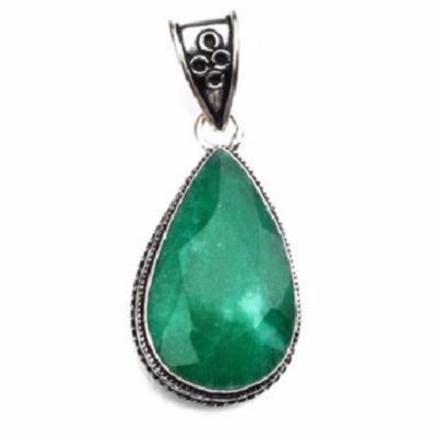 Em 0874d pendentif pendant emeraude 20x30 16gr bijou argent 925