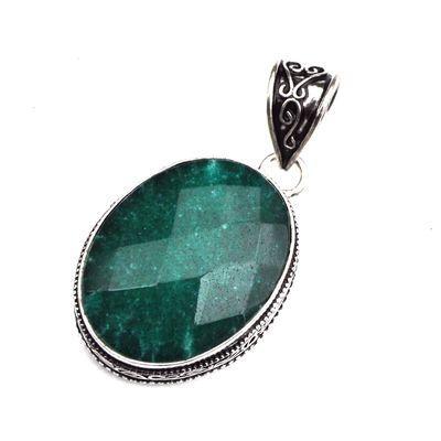 Em 0875c pendentif pendant emeraude 22x30 15gr bijou argent 925