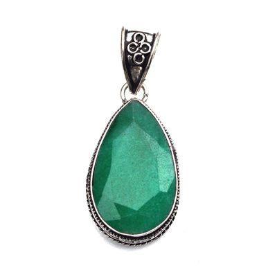 Em 0876b pendentif pendant emeraude 20x30 16gr bijou argent 925 