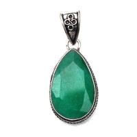 Em 0876c pendentif pendant emeraude 20x30 16gr bijou argent 925 