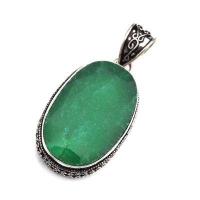 Em 0877a pendentif pendant emeraude 22x35 21gr bijou argent 925