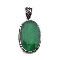 Em 0877b pendentif pendant emeraude 22x35 21gr bijou argent 925 