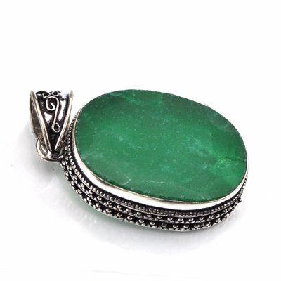 Em 0877d pendentif pendant emeraude 22x35 21gr bijou argent 925