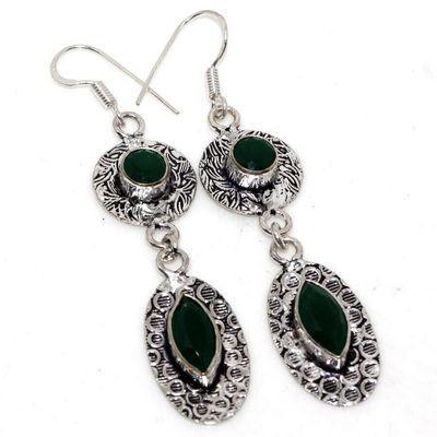 Em 0887b boucles oreilles emeraudes 8x15mm medievales 7gr achat vente bijoux argent 925