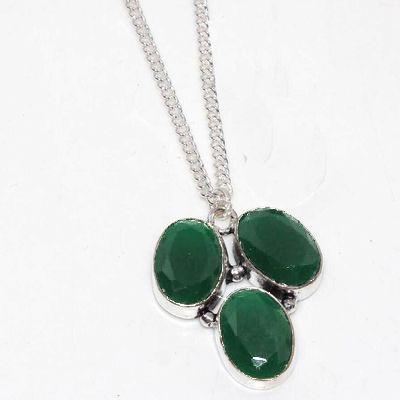 Em 0895b collier pendant emeraude 10x15mm 11gr chaine achat vente bijoux argent 926
