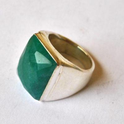 Em 0902 bague chevaliere emeraude anneau t57 18gr 15x18mm argent925 2