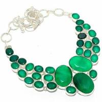 Em 0950a collier parure emeraude facettees 70gr 20x25mm achat vente bijou argent 925