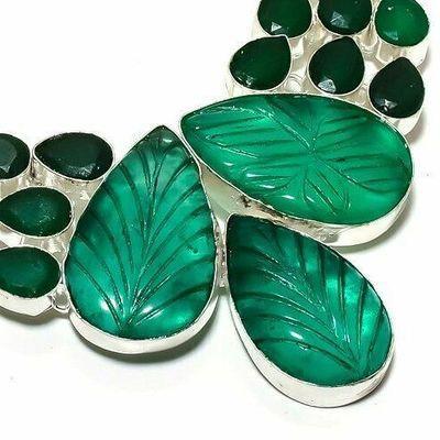 Em 0952b collier parure emeraude gravees 68gr 16x21mm achat vente bijou argent 925