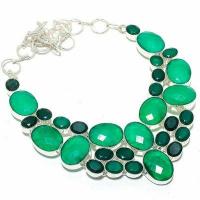 Em 0969a collier parure emeraude facettees 80gr 20x15mm achat vente bijou argent 925