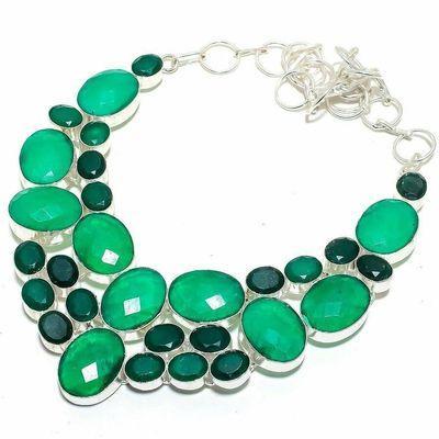 Em 0969b collier parure emeraude facettees 80gr 20x15mm achat vente bijou argent 925