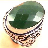Em 0975b bague chevaliere t55 emeraude 15x22mm 11gr medievale bijou argent925
