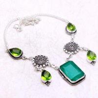 Em 0980a collier emeraude peridot facettees 30gr 18x26mm achat vente bijou argent 925