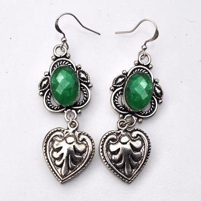 Em 0983a boucles oreilles emeraude 10x15 16gr bijou argent 925